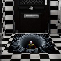 Tapis de porte 3D à illusion optique, thème Halloween, motif Clown, antidérapant, antistatique, lavable en machine, épaisseur 0,4 cm - Le Choix N°1