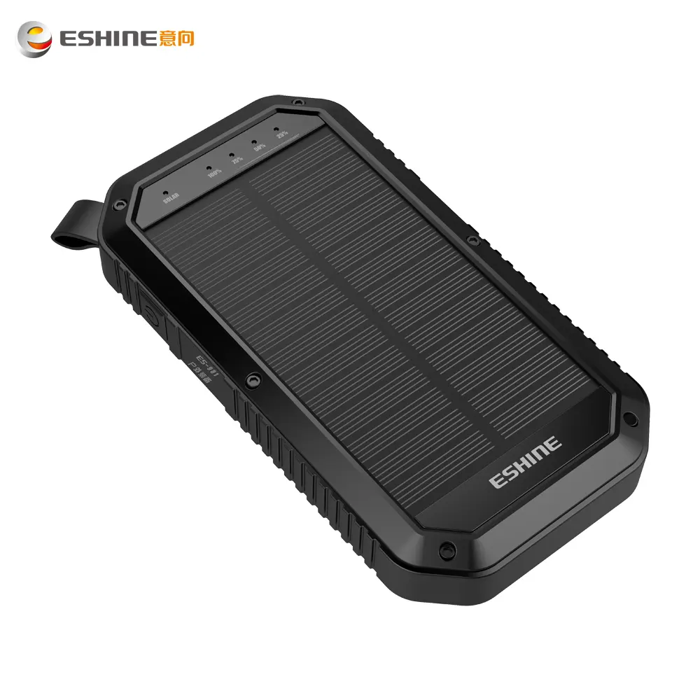 ES981S Powr Bank 10000mah Tragbares LED-Notebook 10000mah Solar ladegerät Wasserdichte drahtlose mobile Solar Pover Bank Power Bank