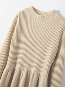 Vestido de Punto para Mujer, Mezcla de Cachemira, Estilo Invernal, Color Sólido, Manga Larga, Cálido, Falda Larga Plisada de Cachemira, OEM y ODM - Product Image 2