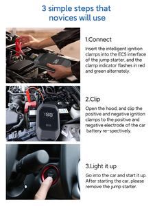 NEWO JP01 Démarreur de batterie professionnel 12V, batterie 2000mAh, courant de démarrage 500A, <span class=keywords><strong>pinces</strong></span> intelligentes, lampe de travail LED pour voitures et SUV - Product Image 3