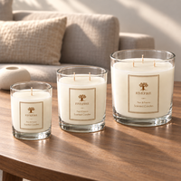 Décoration d'intérieur, logo personnalisé, parfum d'intérieur, marque privée, bougie parfumée artisanale en cire de soja de luxe avec verre transparent