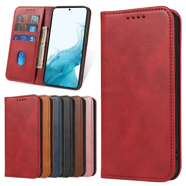 Premium PU Leather Wallet Flip Case for Samsung S22 - Phone Stand Cover with Card Slots, Magnetic Closure & Shockproof