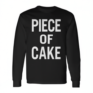 T-shirt a maniche lunghe Piece Of Cake, girocollo nero, taglia unisex per adulti - Product Image 2