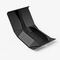 Boîte cadeau noire pliable de qualité supérieure avec ruban en gros-grain et nœud, boîte rigide magnétique de luxe avec logo en feuille d'aluminium bleue pour cosmétiques et cadeaux