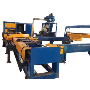 Operation of circular saw machine cutting the metal rod in aluminum plant