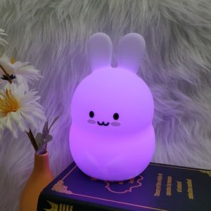 Veilleuse <span class=keywords><strong>Lapin</strong></span> en Silicone 7 Couleurs pour Enfant, Bébé, Lampe de Nuit Apaisante pour Chambre d'Enfant, Cadeau pour Petite Amie, Lampe de Chevet <span class=keywords><strong>Lapin</strong></span> pour Enfant - Product Image 5