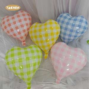 YACHEN rosso giallo rosa blu controllato 18 pollici griglia di alluminio a forma di cuore palloncini per Baby Shower festa di compleanno decorazioni - Product Image 3