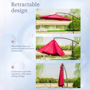 Poste de aluminio de lujo en voladizo Costillas <span class=keywords><strong>Patio</strong></span> Paraguas Mercado al aire libre Evento Sombrilla Banana Colgando Paraguas y bases - Product Image 5