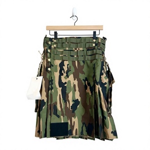 Men's Camouflage Kilt Tactical Utility Pleated <b>Skirt</b> With Multiple Pockets Polyester Material Regular Fit Adult Size - Product Image 1