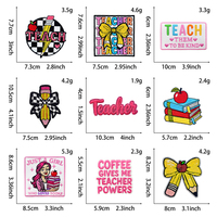 Lot de patchs brodés pour la rentrée scolaire : Slogans café, alphabet, motifs arc-en-ciel, badges livre, étiquettes à coudre pour sweats à capuche