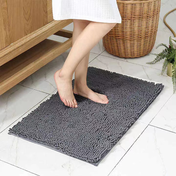 Заводская дешевая Толстая микрофибра синель Противоскользящий ворсистый коврик для ванной впитывающий водный коврик