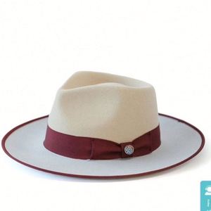 Retro British Style Wool Felt <b>Hat</b> <b>for</b> Men Women Two Tone Color Jazz Fedora <b>Hat</b> - Product Image 2