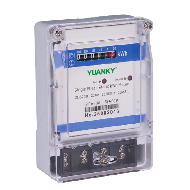 YUANKY Energy Meter Single Phase Two Wire AC Active Energy DDS LCD Display Static kwh Meter