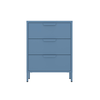 Armoire de rangement à 3 tiroirs en métal bleu pour salle à manger, nouveau design, commode contemporaine en acier pour salon