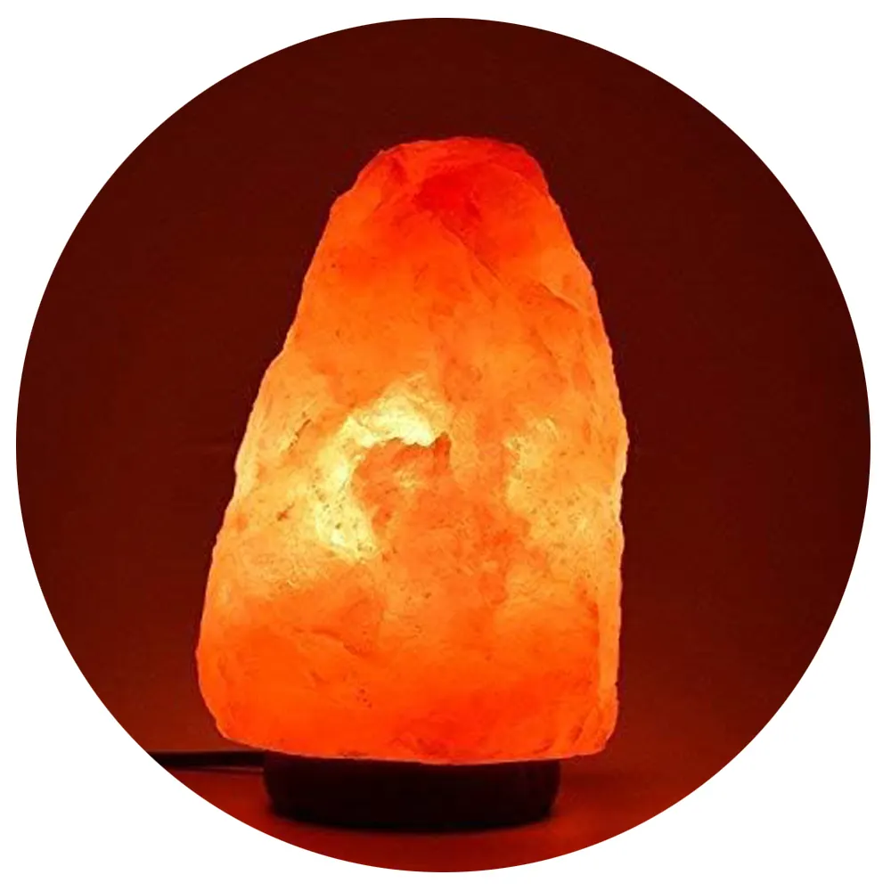Con cristallo di himalayano naturale pietra di cristallo fatta a mano Base di legno lampada di sale himalayano per la casa decorazione di notte luce & regali
