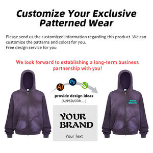 Sudadera con capucha retro para hombre con cremallera, de algodón puro de alto gramaje, con bolsillo desgastado y cremallera YKK, de Monleyey Wash - Product Image 4