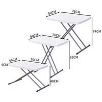 Table de télévision pliable en plastique blanc réglable en hauteur, portable et compacte pour petits espaces