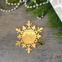 Miroir GOLD Noël Flocon de neige gravé sur mesure Décoration acrylique dorée Suspension Noël