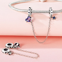 Offre Spéciale 925 Sterling Silver Star Moon Bracelet Pendentif Multicolore Zircon Fine Pendentifs Charmes Personnalisé En Gros