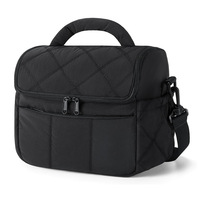 Geïsoleerde lunchtas van nylon met opdruk, gewatteerd, pluizig, waterdicht, draagbaar, picknickkoeltas