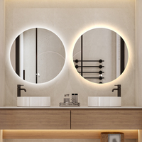 Miroirs de salle de bain ronds modernes à fixation murale, avec écran tactile, anti-buée, miroir intelligent pour salle de bain avec éclairage LED