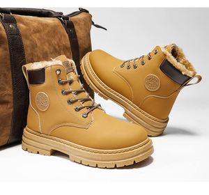 2025 New Winter Men's Shoes Warm Yellow <b>Boots</b> <b>Work</b> Wear High Top Cotton Shoes - Product Image 6