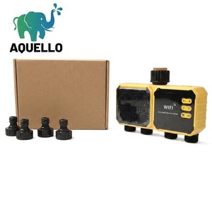 Contrôleur de vanne <span class=keywords><strong>d</strong></span>'eau solaire micro-asperseur connecté en Wi-Fi avec capteur de pluie et minuterie à batterie intégrée pour jardin, piscine et potager - Product Image 1