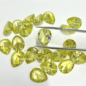 Olive Pear đá quyến rũ đá quý tổng hợp Tear Pear màu vàng ô liu CZ trong suốt đá nhân tạo Zircon đá bán buôn USA - Product Image 2