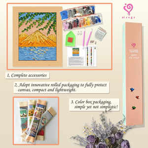 Kit de Peinture Diamant Paysage Montagne Lac, Perles Rondes, Kit d'Art DIY, Décoration en Strass Cristal Encadrée Rectangulaire - Product Image 3