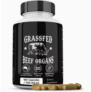 Cápsulas de Órganos de Res 5 en 1 de Pastoreo Libre, Apoyo Hormonal, Vitamínico y de Hierro, para la Inmunidad, Energía, Digestión y Desintoxicación, para Adultos, 180 Cápsulas - Product Image 1