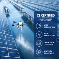 Drone de lavage de panneaux solaires à pulvérisation d'eau haute pression, 4 axes, en alliage d'aluminium, planification intelligente des itinéraires, pour toitures de fermes photovoltaïques