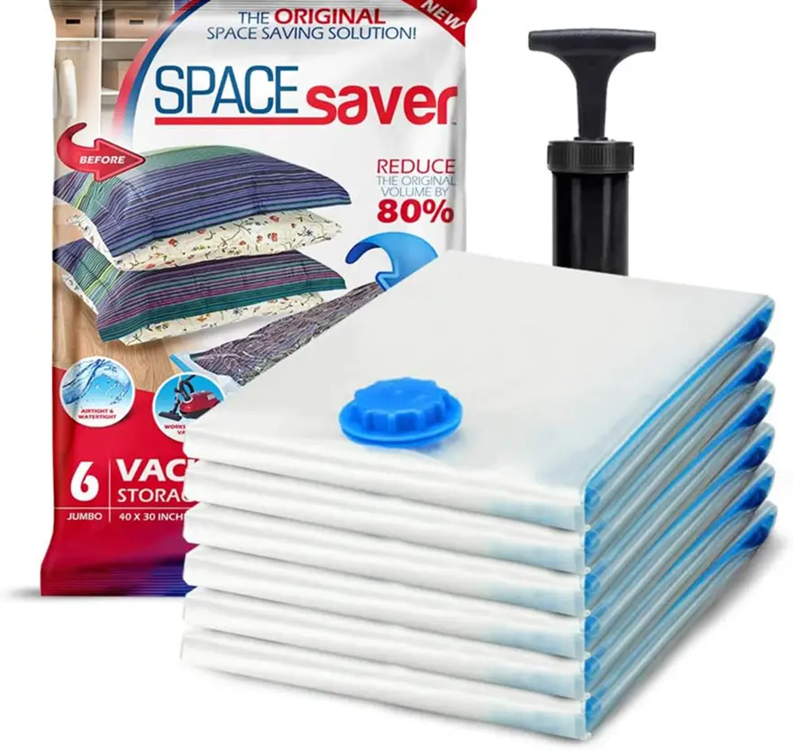 Home Vacuum Space Saver Storage Bags Packing Bags Save 80% for Clothes Blanket Comforter Bedding Pillow Hand Pump Reusable