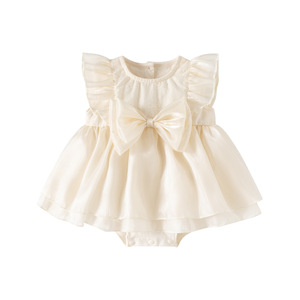Abito <span class=keywords><strong>Elegante</strong></span> Estivo 2026 per Bambina in Tulle Morbido, Vestito da Compleanno Stile Principessa per Neonata di Un Anno, Senza Maniche con Fiocco - Product Image 5