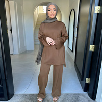 R-386 Islamisches Modest-Kleidungsset für Damen: Hochwertiger Winter-Kimono-Abaya mit Oversize-Tunika und Passender Hose
