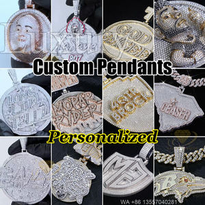 Nombre inicial personalizado Pass Diamond Tester Shinning Iced Out Jewelry Baguette Moissanite 925 Sterling Silver Men Letters Pendant - Product Image 4