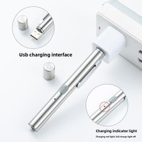 Lampe torche laser USB rechargeable en acier inoxydable, lumière rouge et verte, longue portée, pour extérieur, pointeur de table de sable, torche longue portée