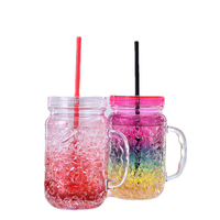 Offre Spéciale – Bocaux Mason en PS de 18 oz avec Paille, Personnalisables avec Logo, Mignons, Écologiques, Sans BPA, Qualité Alimentaire, Idéaux pour les Cadeaux de Fête Estivale