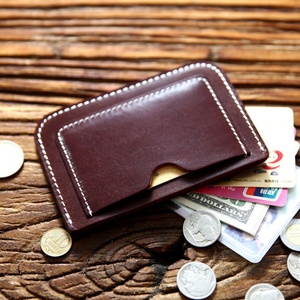 Vintage Handmade Ultra-thin Card Holder Unisex Vegetable-tanned Leather Small Wallet Genuine Leather Card Clip Multi-functional - Product Image 6