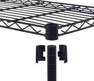 Étagère de <span class=keywords><strong>rangement</strong></span> compacte à 4 niveaux en fil métallique noir sur roulettes pour dortoir ou bureau, idéale pour mini-réfrigérateur - Product Image 3