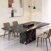 Table à manger contemporaine en marbre, table de salle à manger en pierre naturelle, meubles de luxe sur mesure