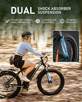 Vélo électrique Naturun à double suspension, acier carbone, écran numérique électronique, moteur sans balais 750W, charge rapide, batterie amovible 48V
