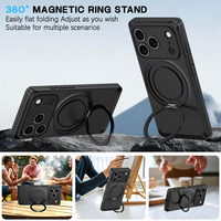 360 °   Étui de téléphone magnétique avec support rotatif, coque antichoc en TPU+PC pour iPhone 18 17 16 Pro Max