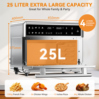 Horno Freidora de Aire Eléctrico ODM/OEM de 25L con Convección y Temporizador, Horno de Sobremesa para Hornear, Asar y Grillar en Casa
