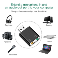 Convertidor de Audio Digital Estéreo USB 2.0 con Micrófono TRS de 3.5mm, Adaptador de Tarjeta de Sonido Externa para Computadora Portátil, Auriculares y Micrófono