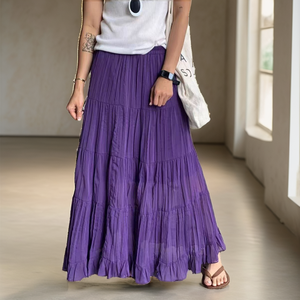 Falda Larga Plisada de Malla Francesa para Mujer 2026 de Alta Calidad, Transpirable, Teñido Liso, con Dobladillo Grande, Estilo Minimalista Casual de Verano, Holgada y Sencilla - Product Image 2