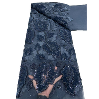 NI.AI Luxe Haute Qualité Broderie Florale Filet Perlé Dentelle Velours Flocage Séquence Avec Perles pour Robe De Mariée Matériaux