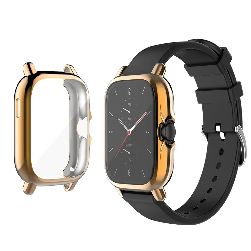 BOORUI TPU wacth case for amazfit bip u case plating color cover for amazfit gts 2 2e full body covered
