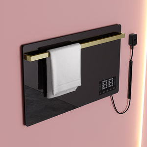 Porte-serviettes chauffant mural moderne en acier inoxydable et pierre frittée, design usine, avec 4 barres, pour salle de bain - Product Image 4