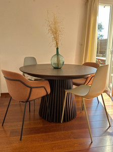 Bộ bàn ăn gỗ tròn, mặt bàn gỗ, 4-6 chỗ ngồi, bàn ăn hình <span class=keywords><strong>oval</strong></span> có thể kéo dài, kèm phần mở rộng - Product Image 6