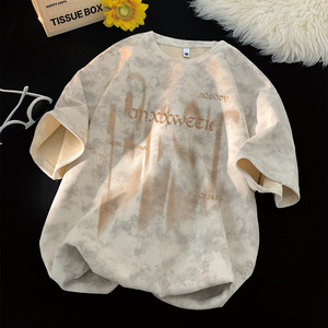 Camiseta de Verano para Hombre, Estilo Americano, Moderna, de Poliéster, Manga Corta, Corte Holgado, Talla Grande, Lavada, Estilo Vintage - Product Image 3